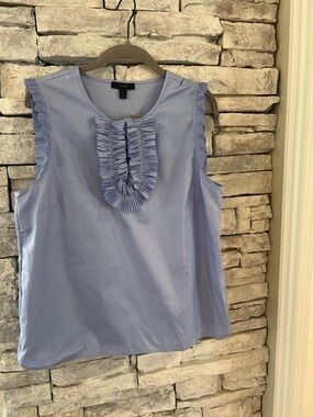 J. Crew Sleeveless Ruffle-Trim Top in Light Blue